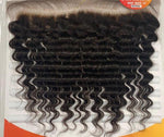 HAUTE 100% VIRGIN HUMAN HAIR , 13" X 4" BLEACHED KNOT DEEP WAVE FRONTAL CLOSURE - STARCURLS.COM 