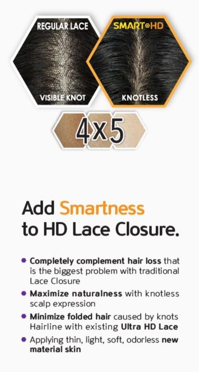 100% VRGIN REMY HAIR, SMART HD 4X5 LACE CLOSURE - BODY (SHN) - STARCURLS.COM