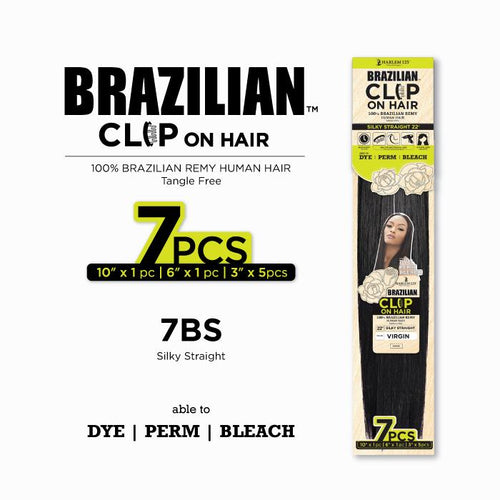 7PC CLIP-ON BRAZILIAN HUMAN HAIR EXTENSION STRAIGHT  (7BS) - STARCURLS.COM 