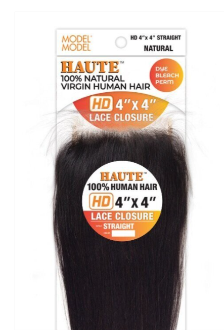 HAUTE 100% VIRGIN HUMAN HAIR , HD 4X4  STRAIGHT CLOSURE (HH048)