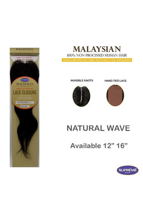 100% HUMAN HAIR- LACE CLOSURE - NATURAL WAVE  12" - STARCURLS.COM 