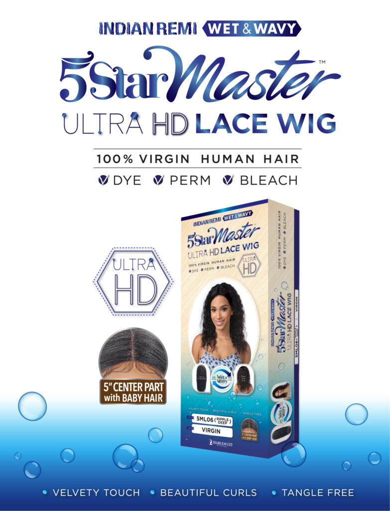 5STAR MASTER, 100% HUMAN HAIR UHD LACE WIG , Ripple Deep (5ML06)