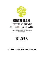 100% BRAZILIAN HUMAN HAIR NATURAL REMY UHD 13X4 LACE WIG 26" (BL038)